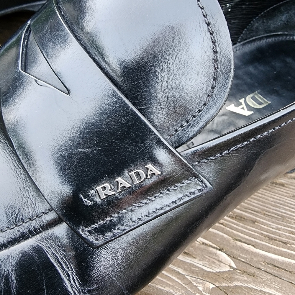 Prada Leather Black Penny Loafers Prada Size 10.5 US 11.5 made in Italy ๐ฎ๐น - Picture 6 of 12